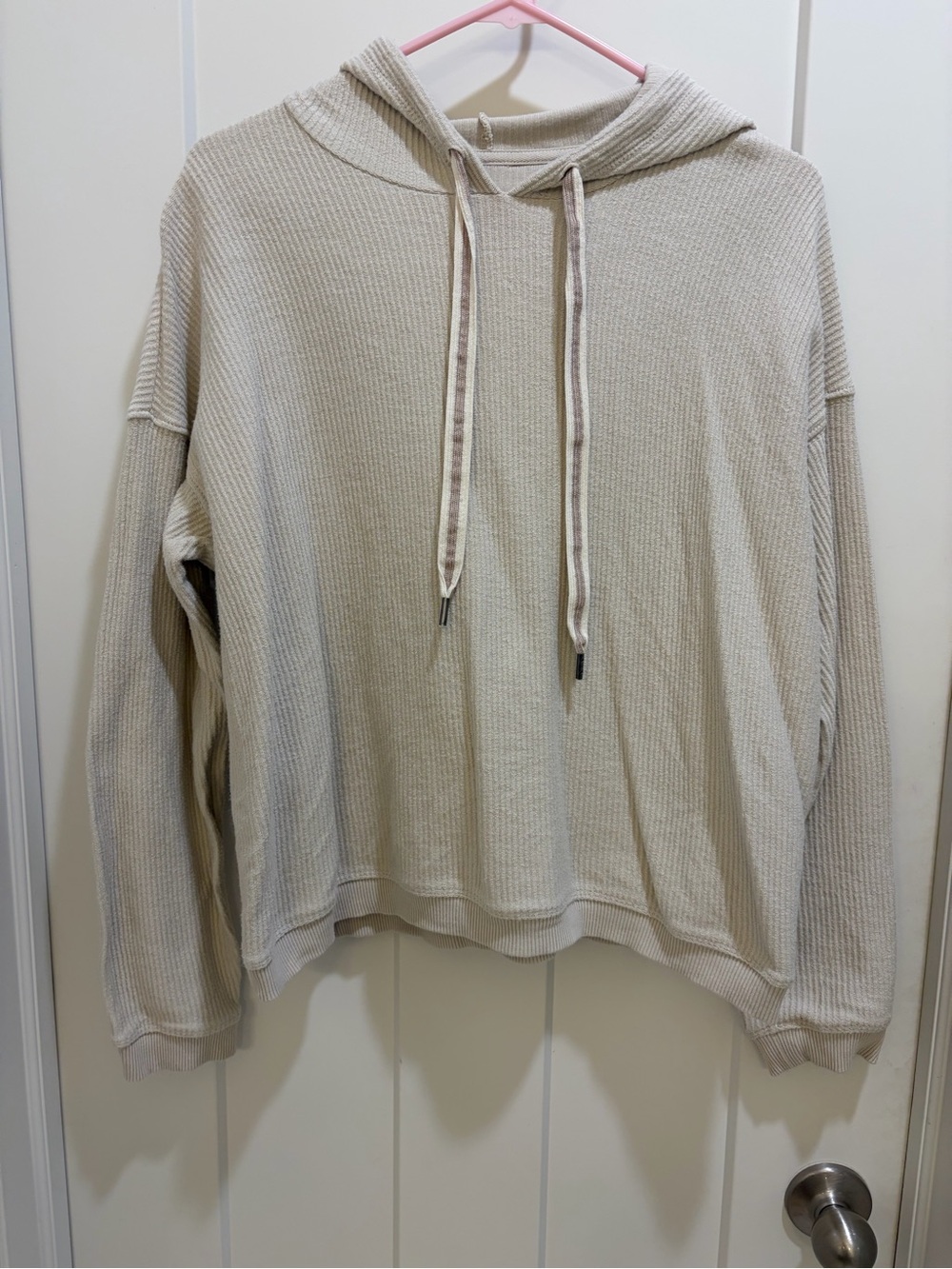aerie Waffle-Knit Hooded Pullover - Cream